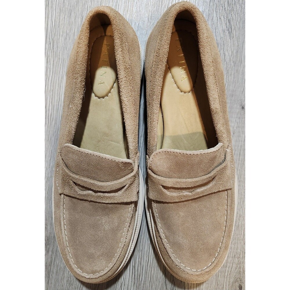 Patina by Portland Leather Women's Platform Loafers Size 11 Great Condition Tan